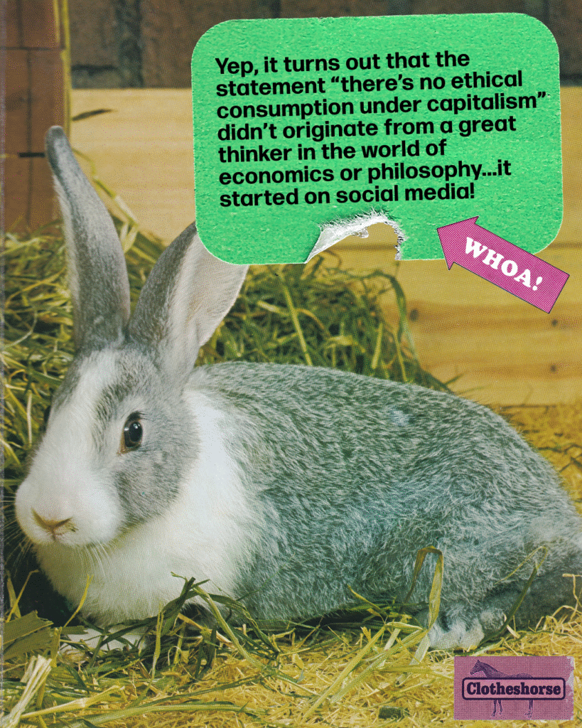 Yep, it turns out that the statement “there’s no ethical consumption under capitalism” didn’t originate from a great thinker in the world of economics or philosophy...it started on social media!