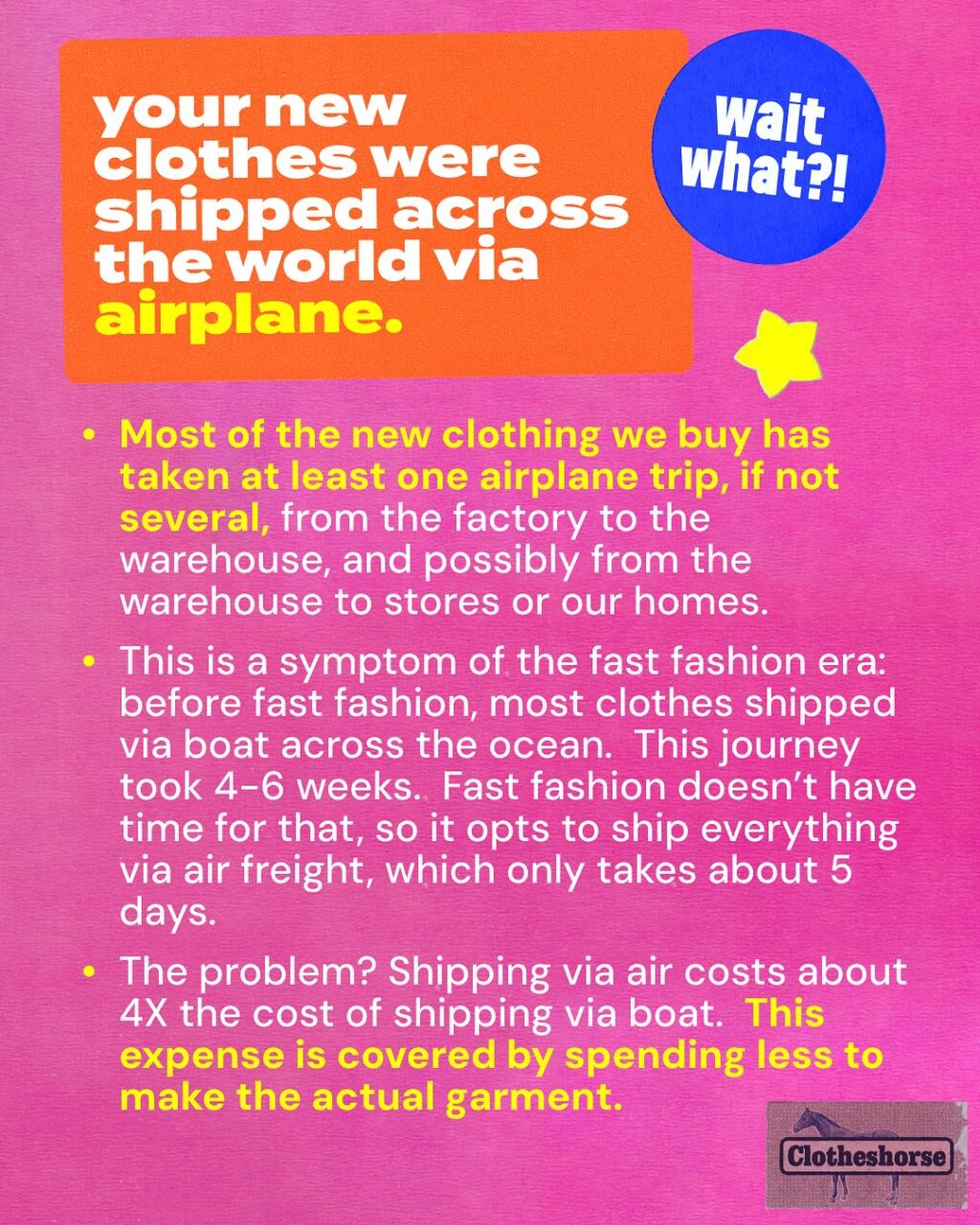 New clothes ARE kinda garbage these days, from low quality synthetic fabrics to zippers that are a problem from the very first wear to lack of detail and poor fit. And the low quality and short lifespan of this clothing is creating an environmental and ethical crisis for the planet and its people!

Yesterday I talked about how brands swap out fabrics, remove details, squeeze factories, and do all kinds of other things...all to keep clothes cheap and profitable. But it’s important to call out that sometimes these items don’t immediately appear “cheap” when you look at the price tag. Sure, it’s easy to see that the prices SHEIN offers are clearly the result of a lot of cut corners...but what about Anthropologie? Free People? Zara? Brands that are more expensive than SHEIN, but still most definitely fast fashion? They need to keep the prices on the price tags high in order to offer cover some other expenses that you might be surprised to learn about...

Last year, I did a three part series unpacking the complicated (and infuriating) reasons why new clothes are kinda garbage these days. You can find that anywhere you listen to podcasts. Putting together this post was REALLY DIFFICULT because this is such a complicated discussion. So here you are just seeing the most basic, top level explanation of it all. To learn more (and really get into the details), listen to the episodes!

Yes, this stuff is depressing and infuriating. But you know what? I’m actually more OPTIMISTIC than ever that we can change this!!! Why? Because we are talking about it. More and more people are realizing that it’s true. And that is launching a social trend. Guess what? Social trends lead to real change, including both legislation (like the Fashion Act) and permanent changes in our personal behavior (like skipping impulse shopping and learning how to repair and care for our clothing). So talk about this with everyone you know! YOU ARE A BIG PART OF WHAT HAPPENS NEXT!!

Okay, gossip time: what’s a brand that you’re pretty sure is cutting corners on products in order to cover the expenses I’m talking about in this carousel? Tell us in the comments!