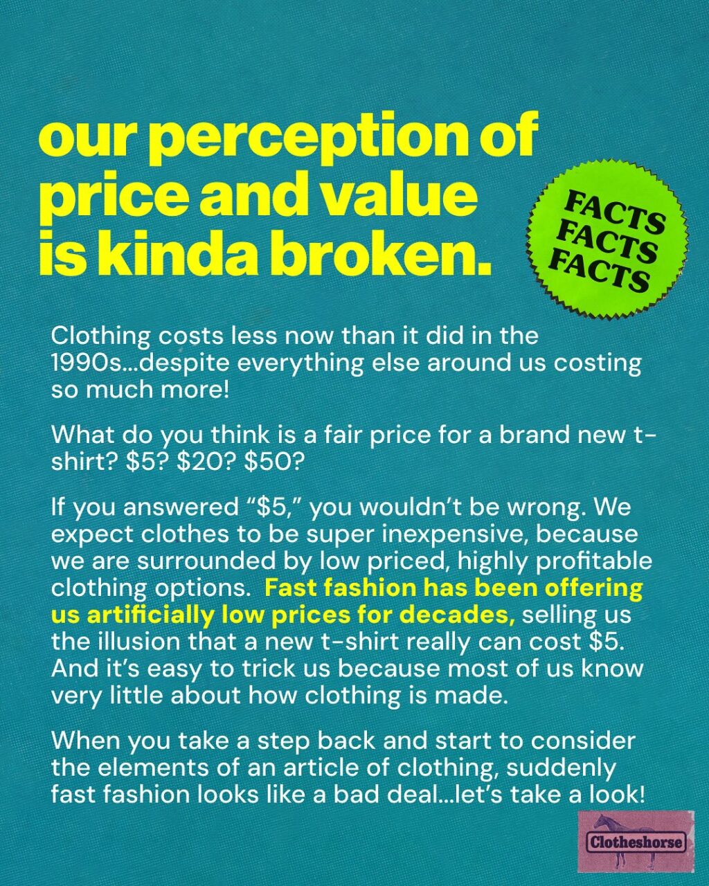I worked as a buyer in fast fashion from the 00s until 2020.  So I’ve been mathing the math for clothes for a really long time. But in the way back (aka the early days of fast fashion), the prices at Forever 21 and H+M always seemed off to me. Then again, I didn’t know much about the business of making clothing (until I began my career as a buyer). The prices seemed “too cheap to be true,” but I also just thought “Oh maybe they get special deals on things because they are such a big business and buy in bulk.” 

So let’s talk about the real cost of making clothing. It’s super relevant right now as we talk about tariffs. These slides might seem comprehensive to someone who hasn’t worked in the industry, while those who have will say “AMANDA, BUT WHAT ABOUT_______” And yet, even with this more simplified view of all of the elements of a garment’s price, you have to ask yourself, “how could a tank top be $1.90? A dress $19.90?” When you start asking yourself those questions, you get to the heart of the scamminess of the fast fashion model. And the success of all of these brands relies on all of us not understanding how clothing is made.

Our sense of price and value has been turned upside down. All we can do is remind ourselves of all of the elements involved in making the things we buy. Do the numbers add up and seem ethical? Go for it. But if they don’t, ask yourself why.

The thing is...I have optimism right now that many people outside our slow fashion bubble are starting to realize that the math of fast fashion just isn’t mathing...and the best thing we can do as activists and awesome people is be supportive, offer alternatives,  and welcome them to the movement!

And also: Earlier this year I made a video about why tariffs won’t fix fast fashion.  I will share that in Stories for those of you who haven’t seen it. There’s lots of information there about how clothing is made.